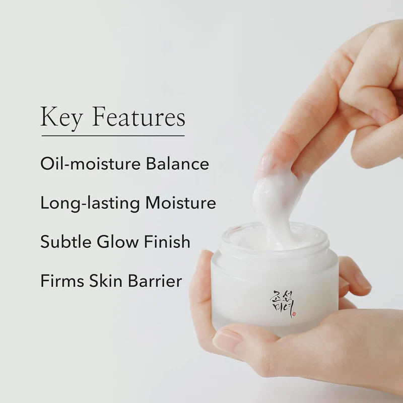 Woman applying Beauty of Joseon Dynasty Cream Korean beauty product for glass skin glow
